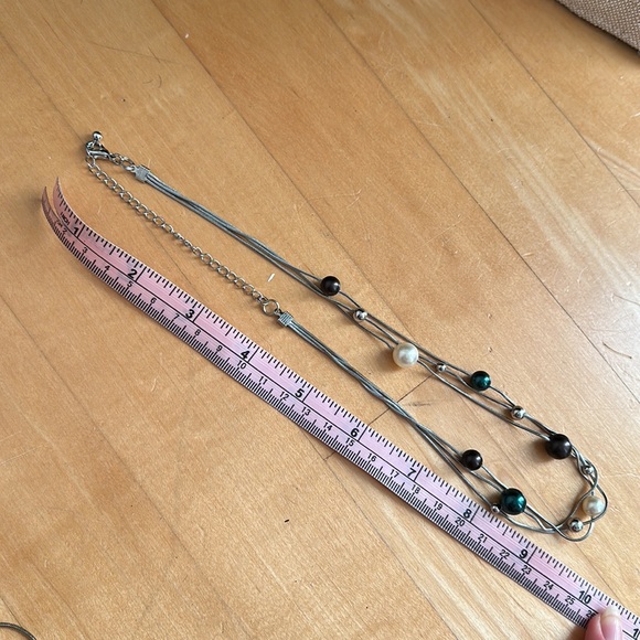 Anthropologie Silver Toned Necklace with fake Pearls - Picture 5 of 5